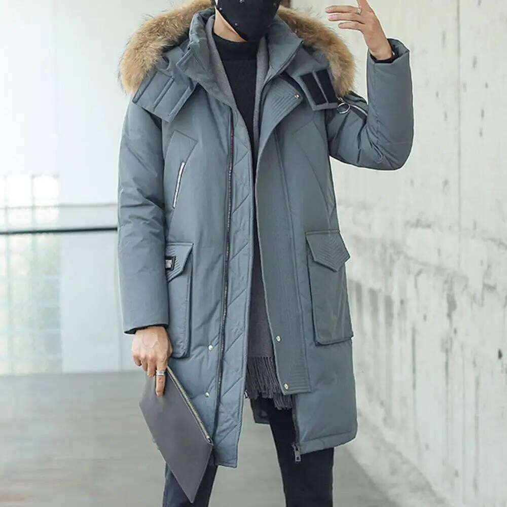 Winter Large Collar Parka Down Jacket 2024 Mid Length Thickened Warm White Duck down Men's And Women's Outerwear