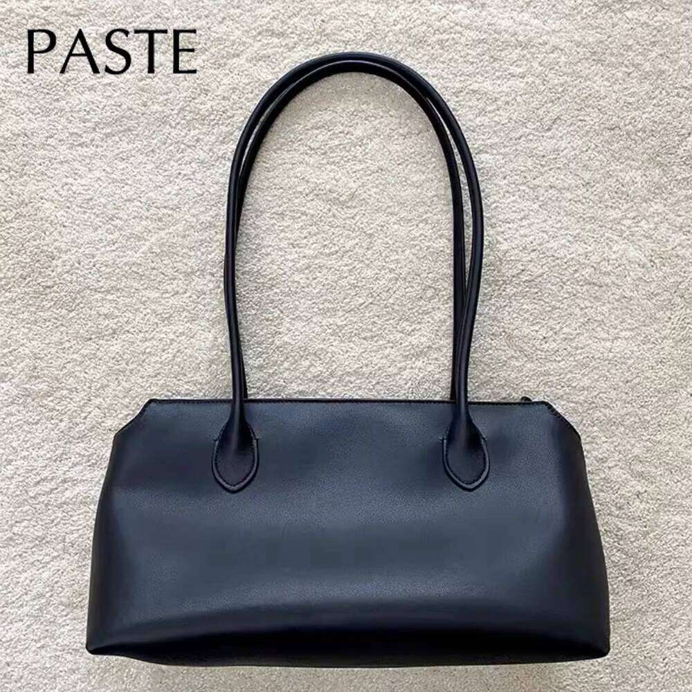 2025 Black Designer No Soft Long Handle Tote Top Quality 100% Real Leather Women Armpit Shoulder Bag Office Handbag