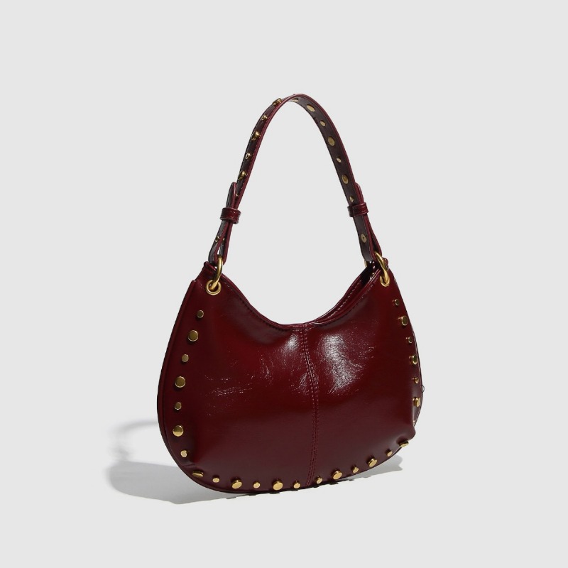 Trendy Fashion Underarm Crossbody Bag with Metal Rivets & Adjustable Chain Strap