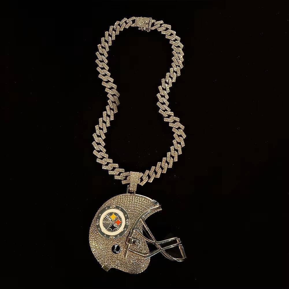 Mens Stylish Exaggerated Large Pendant Necklace Hot Selling Olive Ball Helmet Alloy Dominant Cuban Chain