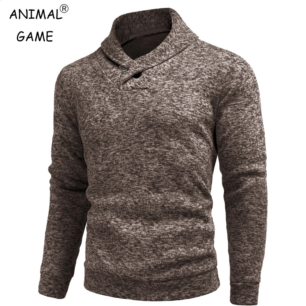 Autumn Long Sleeve Turtleneck Sweatshirts Button Solid Color Pullover Men Winer Breathable Sweaters Lapel Oversize Sweater 250809