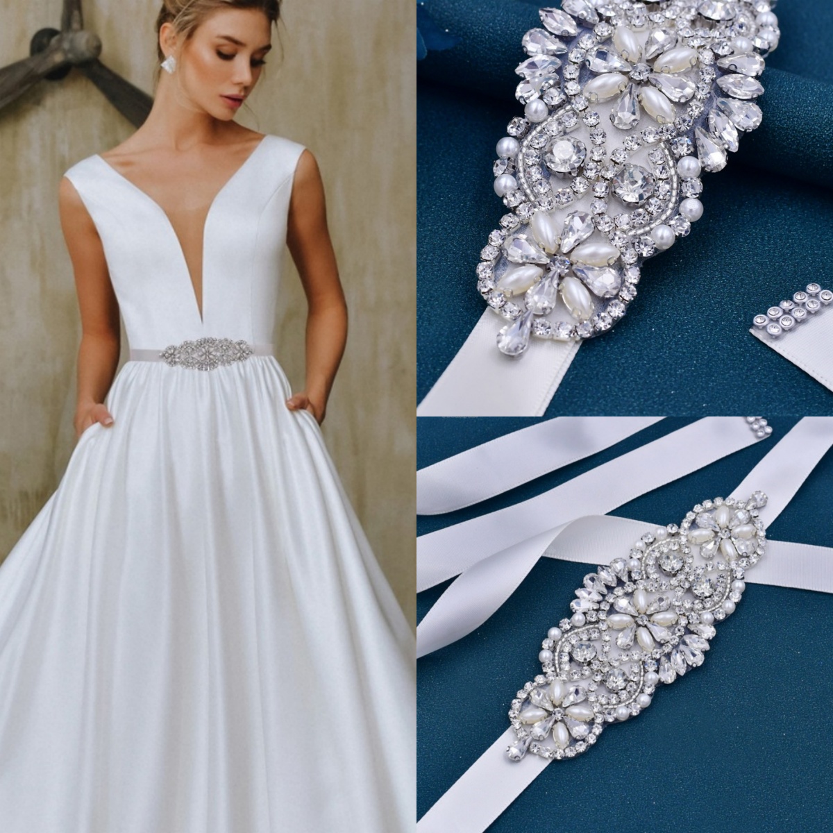 Elegant Crystal Bridal Sash For Women Wedding Dress Belt With Pearls Bridal Belt Dresses Wedding Accessories