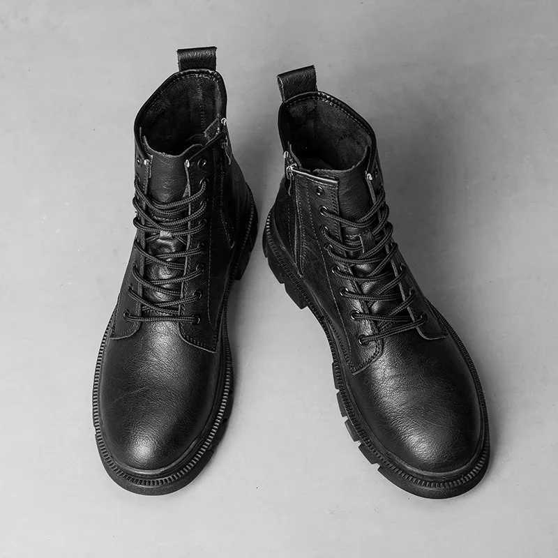 Trendy Mens Boots High Top Work Boots for Men Casual Shoes Punk Style Motorcycle Ankle Boots High Quality Winter Boots W250811