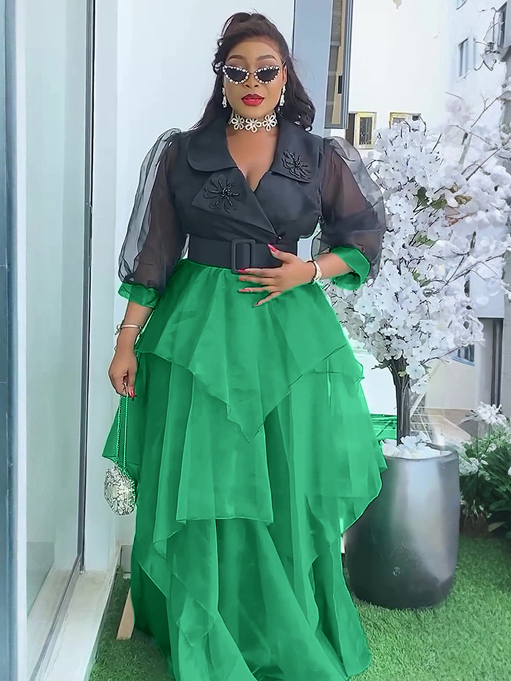 K83Cross-border European and American women's clothing 2025 new spring and summer hot-selling solid color lace dress