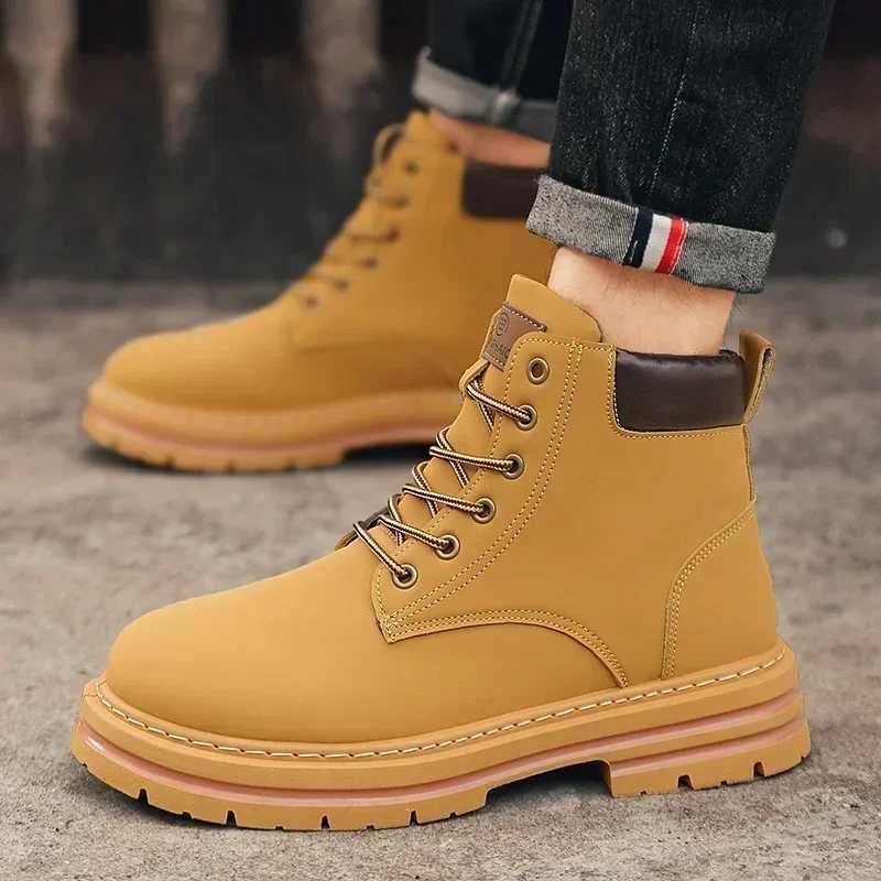 Autumn Large Size 48 Mens Shoes High-top British Style Mens Motorcycle Boots Trendy All-match Non-slip Wear-resistant Men Boots W250811