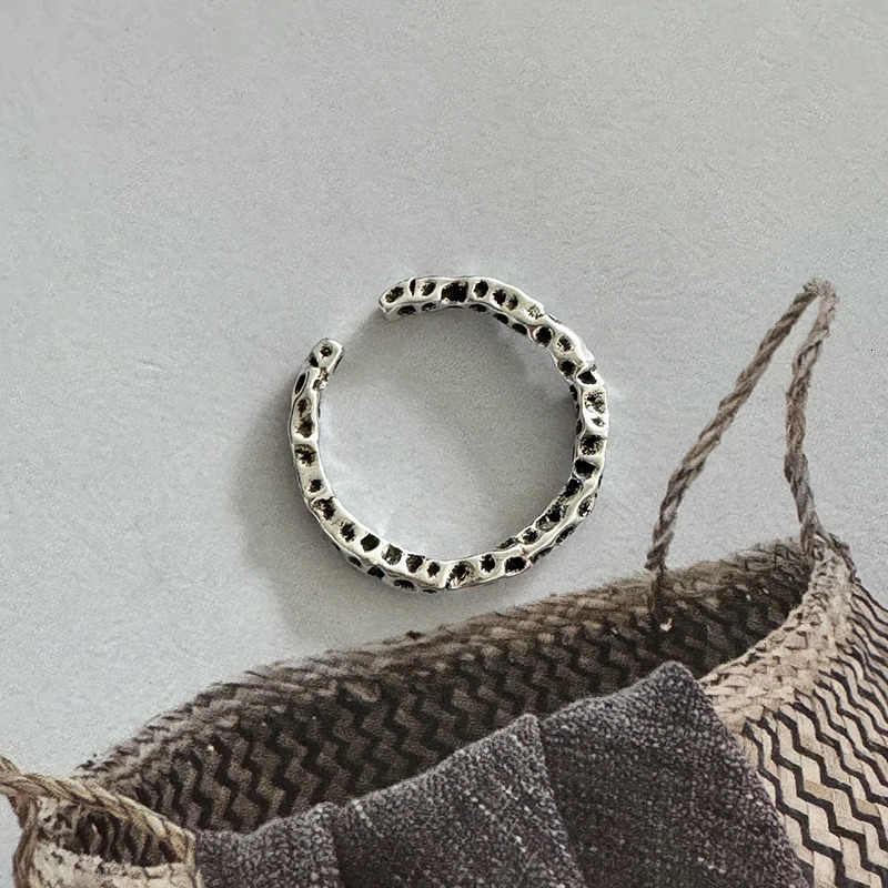 VIVILADY 925 Sterling Silver Irregularly Pleated Heart Opening Ring for Women Minimalist Fashion Fine Jewelry Drop 250805