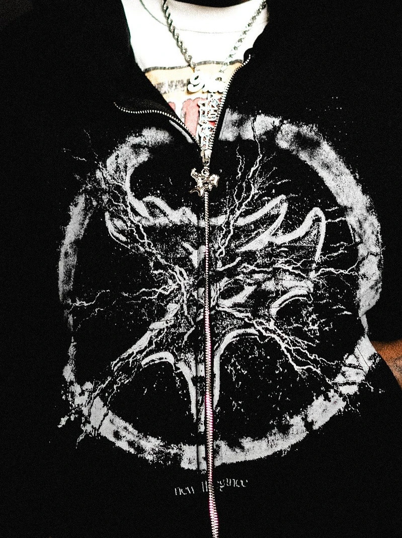 Streetwear Y2K American Fashion Style Pattern Printed Hoodie for Men and Woman Hip Hop Zipper Hoodies Street n 250808