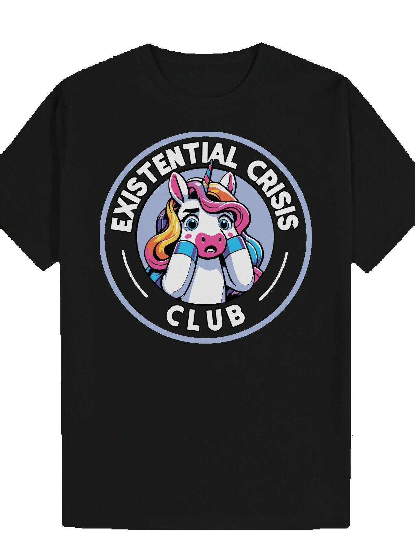Men s Summer Casual Short Sleeve T Shirt Black Existential Crisis Club Pattern Cartoon Design Polyester Machine Washable Regular Fit f a ef eb b ddc