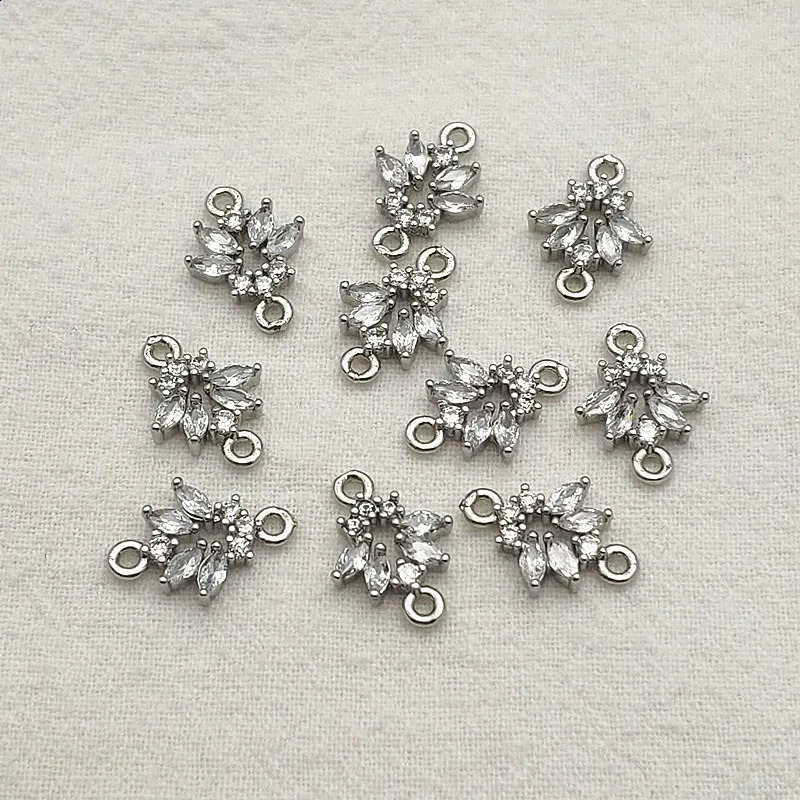 Arrival 15x12mm 50pcs Cubic Zirconia Feather Charm For Handmade Necklace Earring Parts DIY AccessoriesJewelry Findings 250807