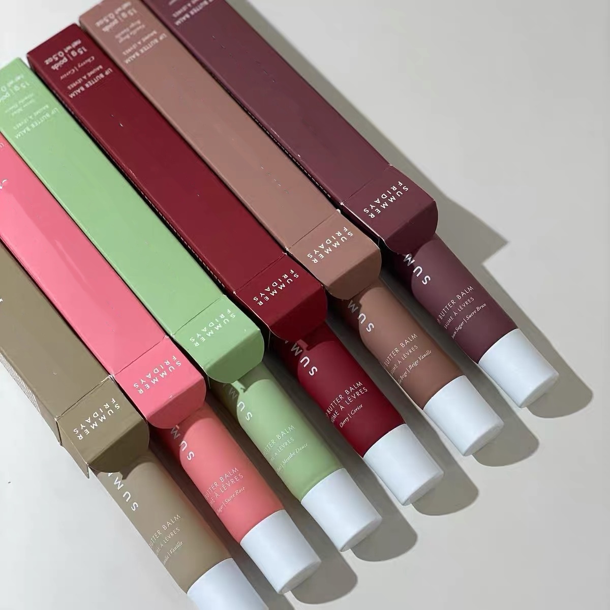 Luxury 4pcs Butter for Smooth and Soft Lips pink Sugar beige brown sugar vanilla sweet mint cherry Lip Balm top quality 15g Makeup free ship