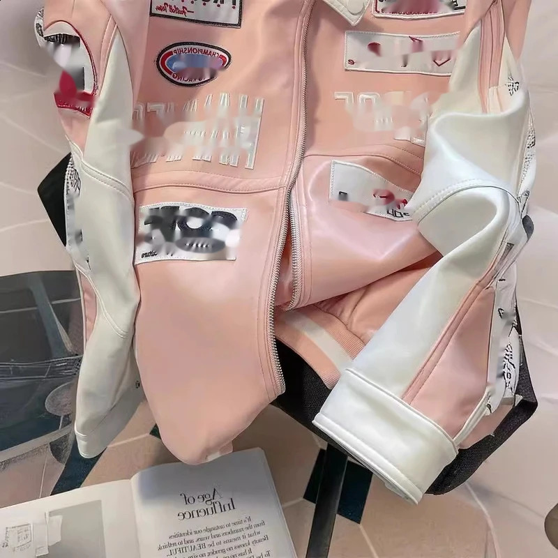 Embroidered Racing Suit Motorcycle Leather Jacket Baseball Suit MenS WomenS Loose Spring Hip Hop Style Y2k Jacket 250805