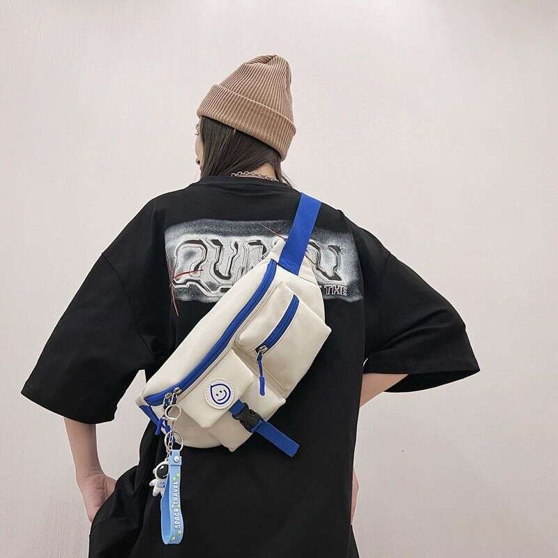 Cool Crossbody Cross Chest Street Trend Student Shoulder Casual Men's Waist Pack Carry-On Bag Strap Pendant