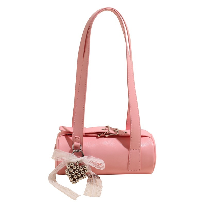 Korean Style Solid Color High-End Simple Trendy Pillow Single Shoulder Crossbody Women's Fashion Small Cylinder Bag ddmymoon