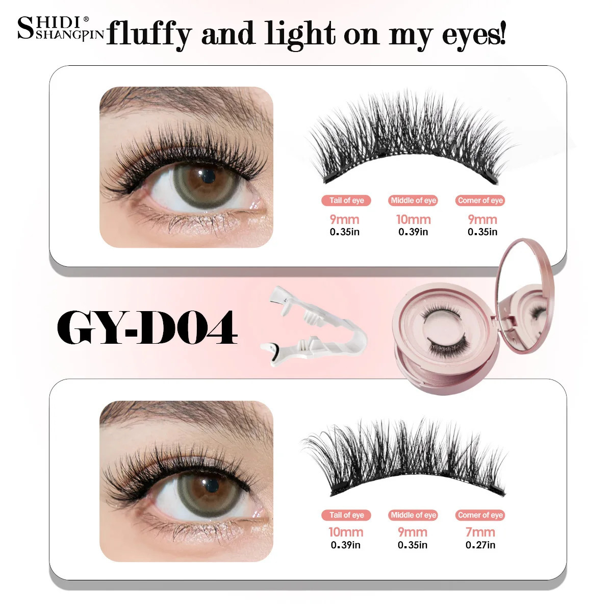 2 Pairs Magnetic Eyelash Natural Look Fluffy False Eyelashes Reusable Magnetic Eyelash Set with Applicator No Glue Need Makeup 250805