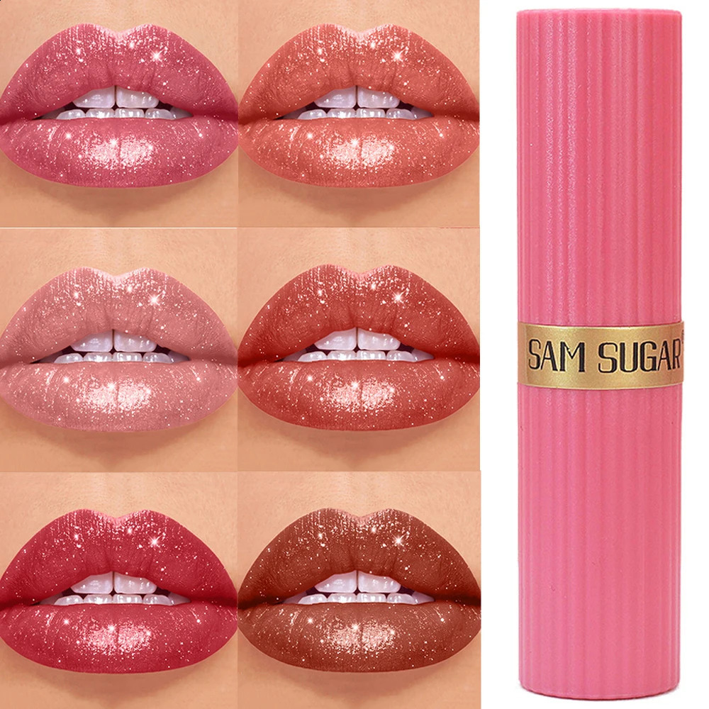 Chocolate Brown Luxurious Metallic Glitter Lipstick Long-Lasting Waterproof Non-Fade Shimmery Pearl Sparkling Lip Gloss Makeup 250809