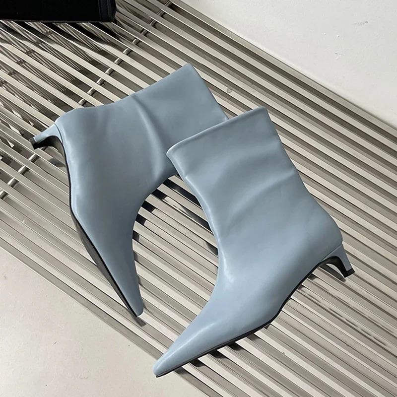 Eilyken Fashion Pointed Toe Women Ankle Boots Ladies Slim Short Shoes Low Heels Party Dress Pumps Winter Autumn Zapatos Mujer 250805