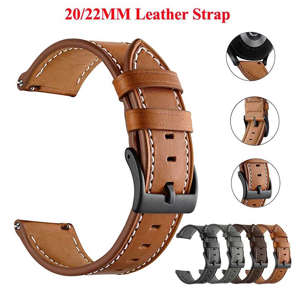 20 22mm Leather Watch Straps For Huawei Watch 4/3/GT3/2 Pro Amazfit GTR 4/GTS 4 47MM 42MM Samsung Galaxy Watch 3 4/5/6 Watchband W250811