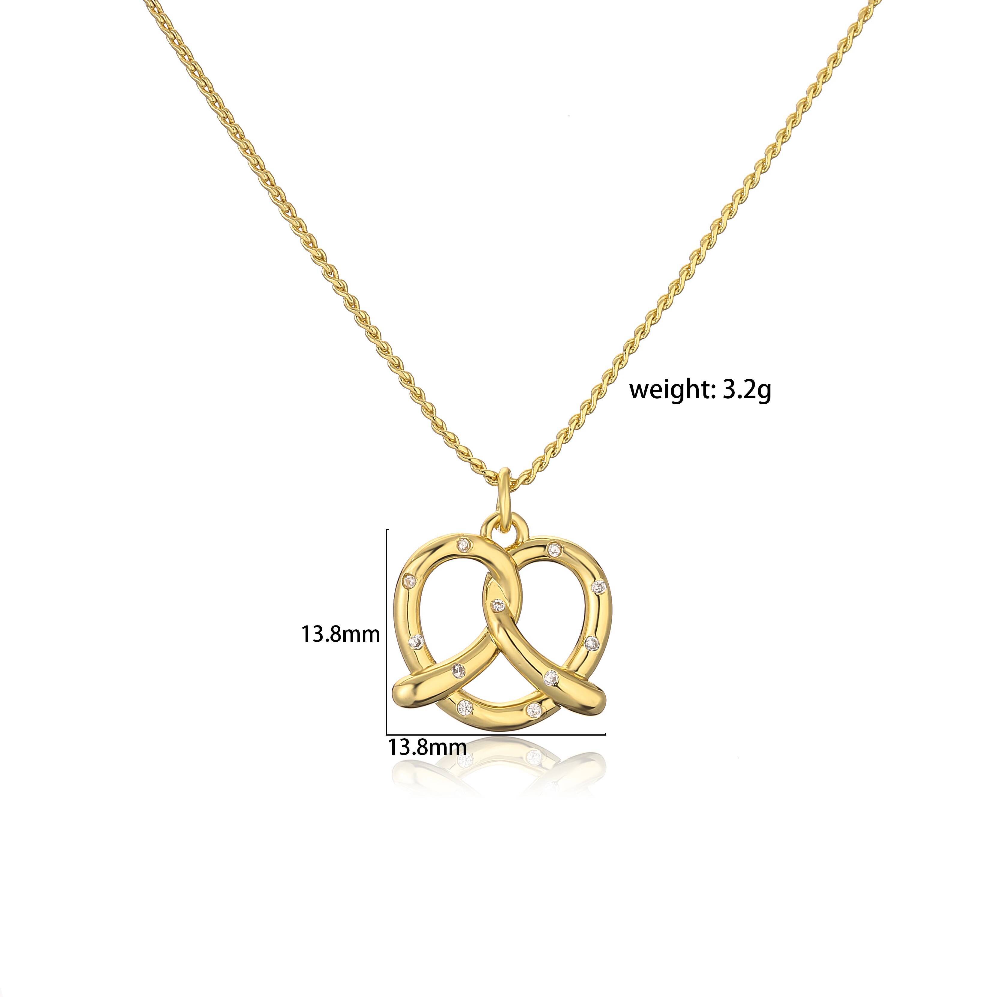 HECHENG, Brass Chain Necklace ,Colorful Zircon Bread Pendant Necklaces for Women Fashion Jewelry
