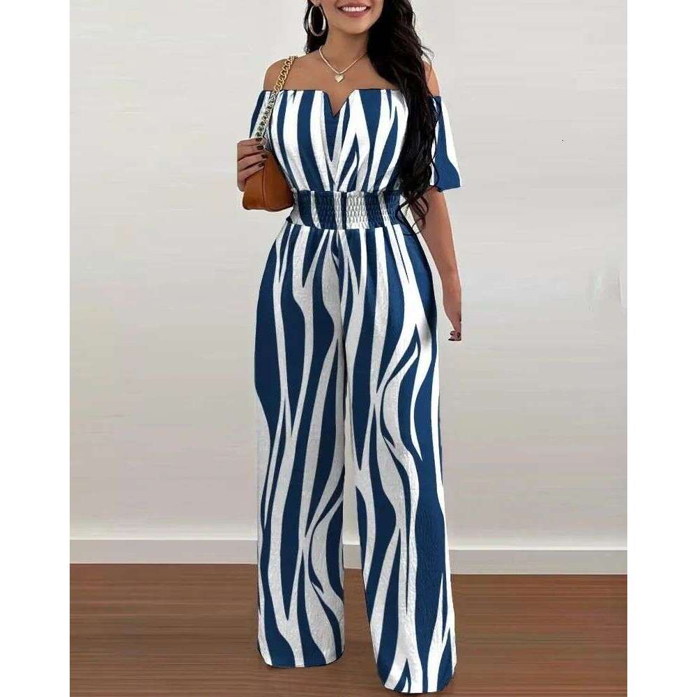 Women's Printed Off-The-Shoulder And Waist Romper
