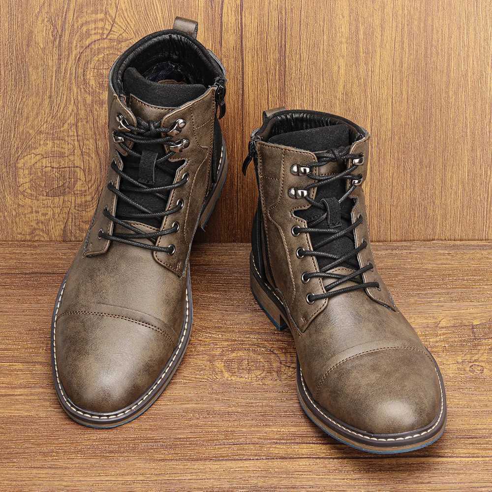 American Style Mens Classic Leather Boots 2025 Fashion Comfortable Brand Ankle Boots Men W250811