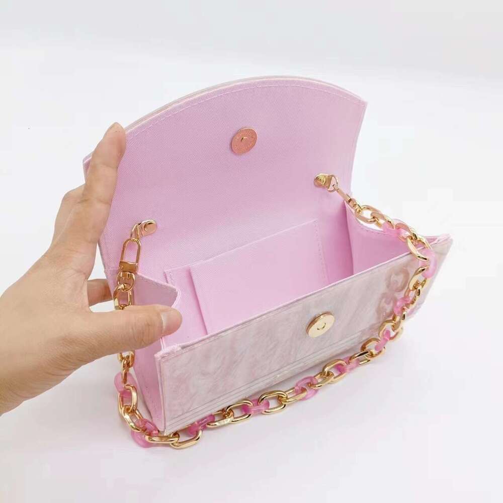 Pink Patchwork Wedding Party Acrylic Evening Handheld Crossbody Women's Bag