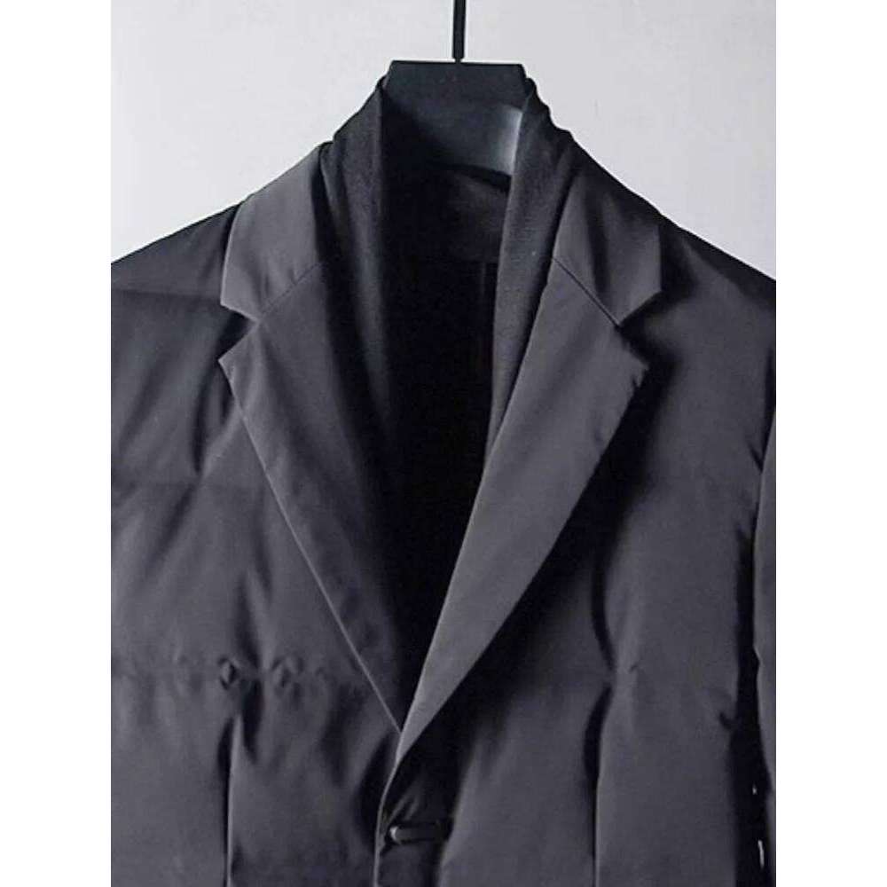 Business Casual New Winter Mens Down Coat Thick Warm Lapel Middle Long Suit Jacket Single Breasted Fashion Slim FIt Overcoat