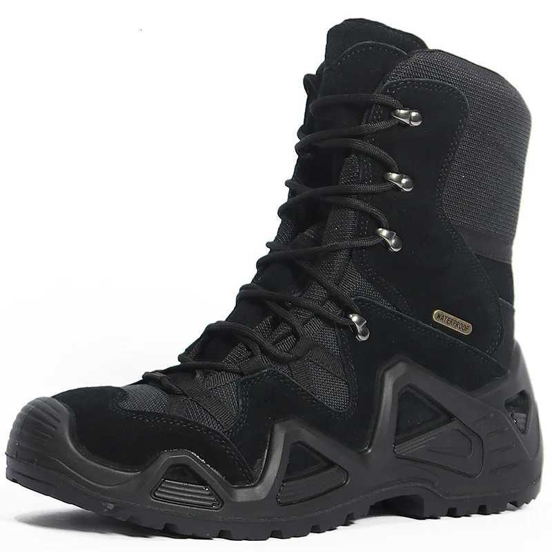 Mens Combat Tactical Boots Waterproof Outdoor Hiking Ankle Work Boots Climbing Botas Tacticas Intervention Safety Shoes W250811