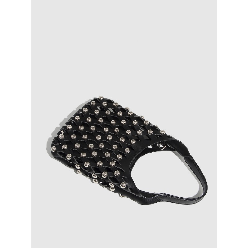 Hollow-Out Design Holiday Messenger Bag with Metal Rivets & Adjustable Strap