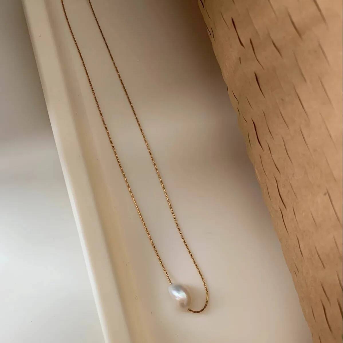 S Irregular Freshwater Pearl Pendant Minimalist Fashion Necklace Waterproof Trendy Simple Stylish Jewelry Women