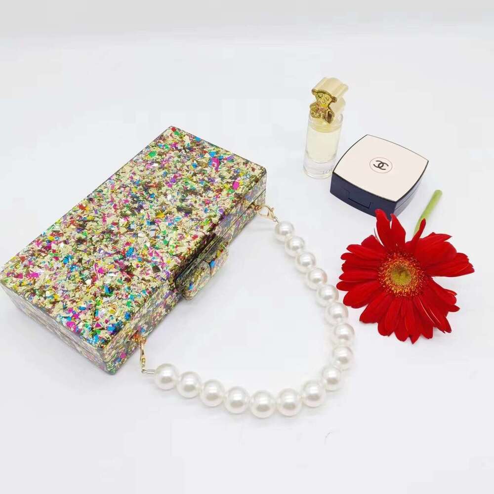 2023 Summer Evening Colorful Paper Trendy Acrylic Single Shoulder Chain Bag for Women