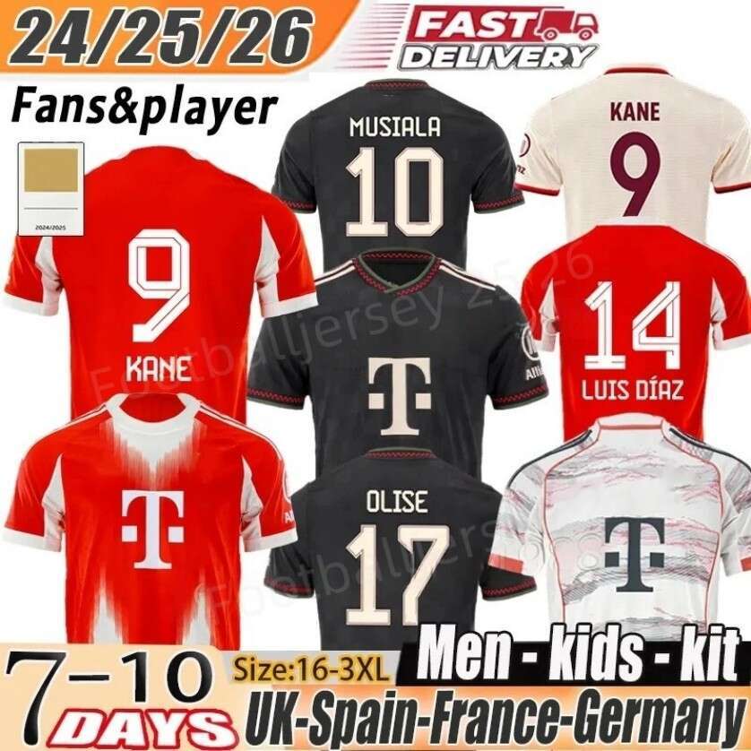 25 26 Soccer Jerseys Luis Diaz MUSIALA KANE Sane de Ligt J. Davies KIMMICH Coman Gnabry PAVLOVIC 2025 MUNICH bayerns FC football Shirt Men Kids kit