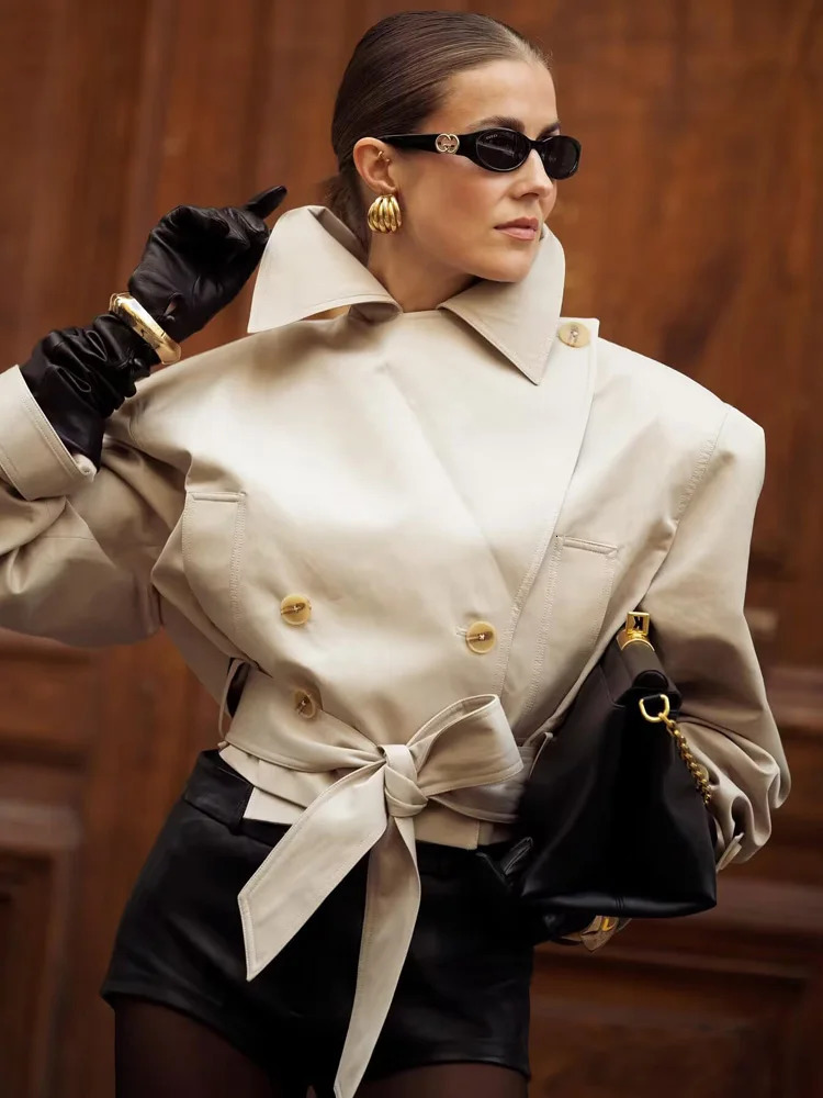 SLTNX Fashion Lace Up Women Trench Coat Female Chic Doublebreasted with Pockets Slim Windbreaker Outerwear Lady 250809