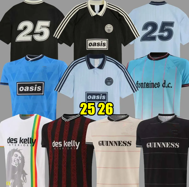 25 26 Bohemians Oasis Tour Live Football Jersey Band Rock Music Anniversary Football Jersey Shirts 2025 Home Away Third GK BLACK GUINNESS 135th