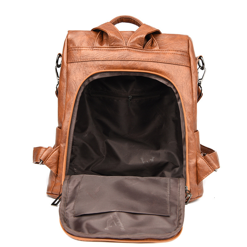 Anti-theft Women 2025 New PU Soft Leather School Bag Fashion Casual Large Capacity Travel Multi-use Backpack ddmymoon