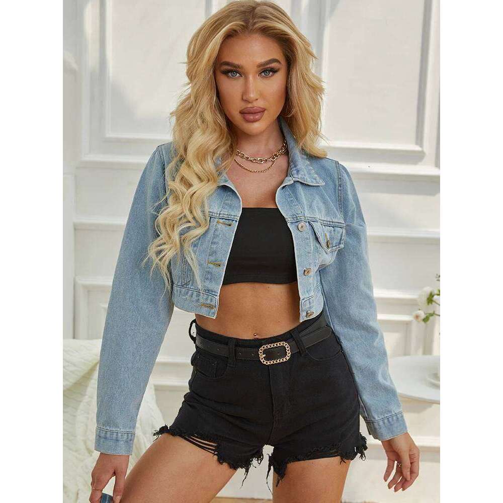 Designer Clothing 2025 Fitaylor Autumn Winter Women Single Breasted Long-Sleeve Denim Casual Jean Jacket Female Lapel Cropped Coat Tops Outwear