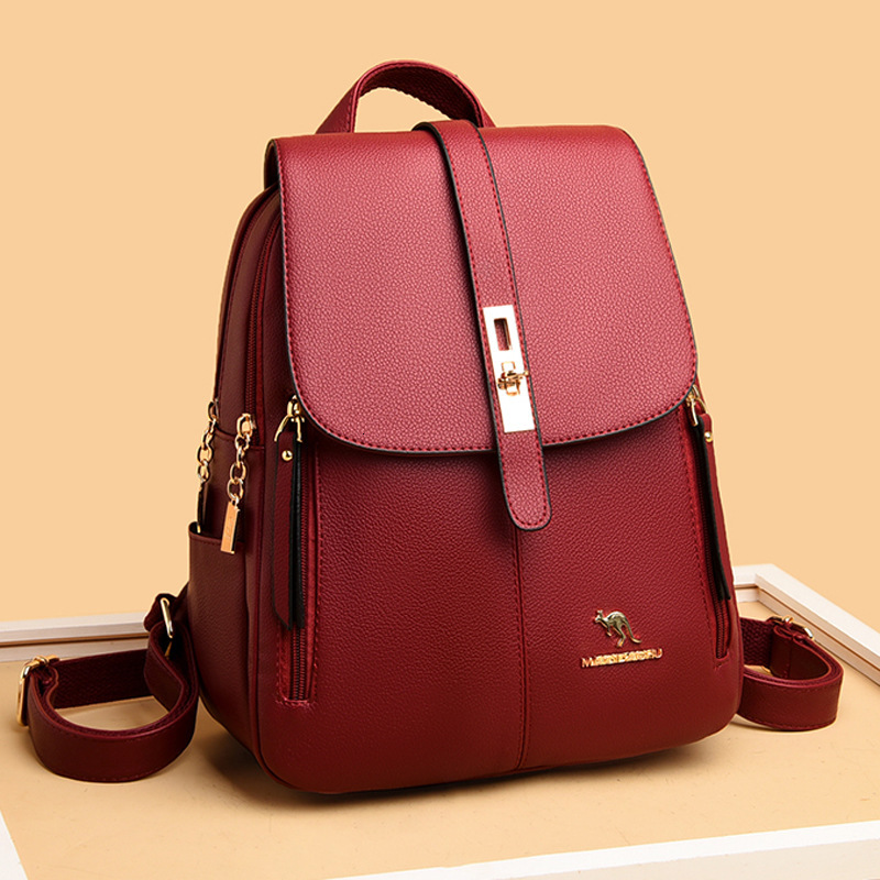Soft Leather Backpack for Women, New Korean Style, Versatile Large Capacity Women's Backpack, Lightweight Travel School Bag ddmymoon