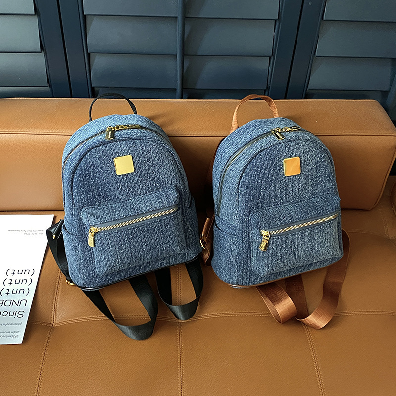 Trendy PU Denim Women's 2025 New Outdoor Casual Travel Small Backpack Student School Bag ddmymoon