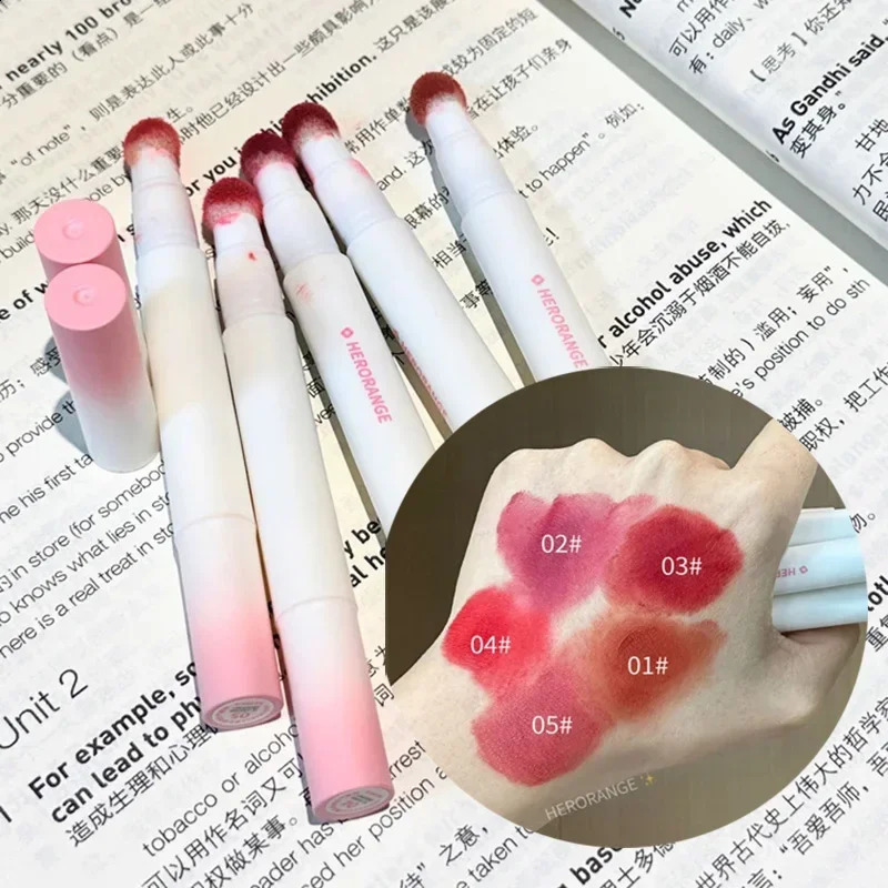 Liquid Lipstick With Cushion Applicator Velvet Matte Lip Gloss Creamy Soft Liquid Blush Lip Stick Multi-uses Makeup 250809