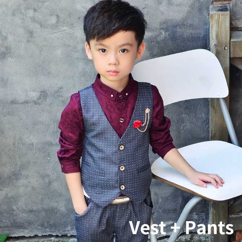 Boy Dot Top Ring Bearer Waistcoat Clothes Sets Kids Formal Suits Child Long Sleeve Shirt Vest Trousers Toddler Wedding Outfits Z250811