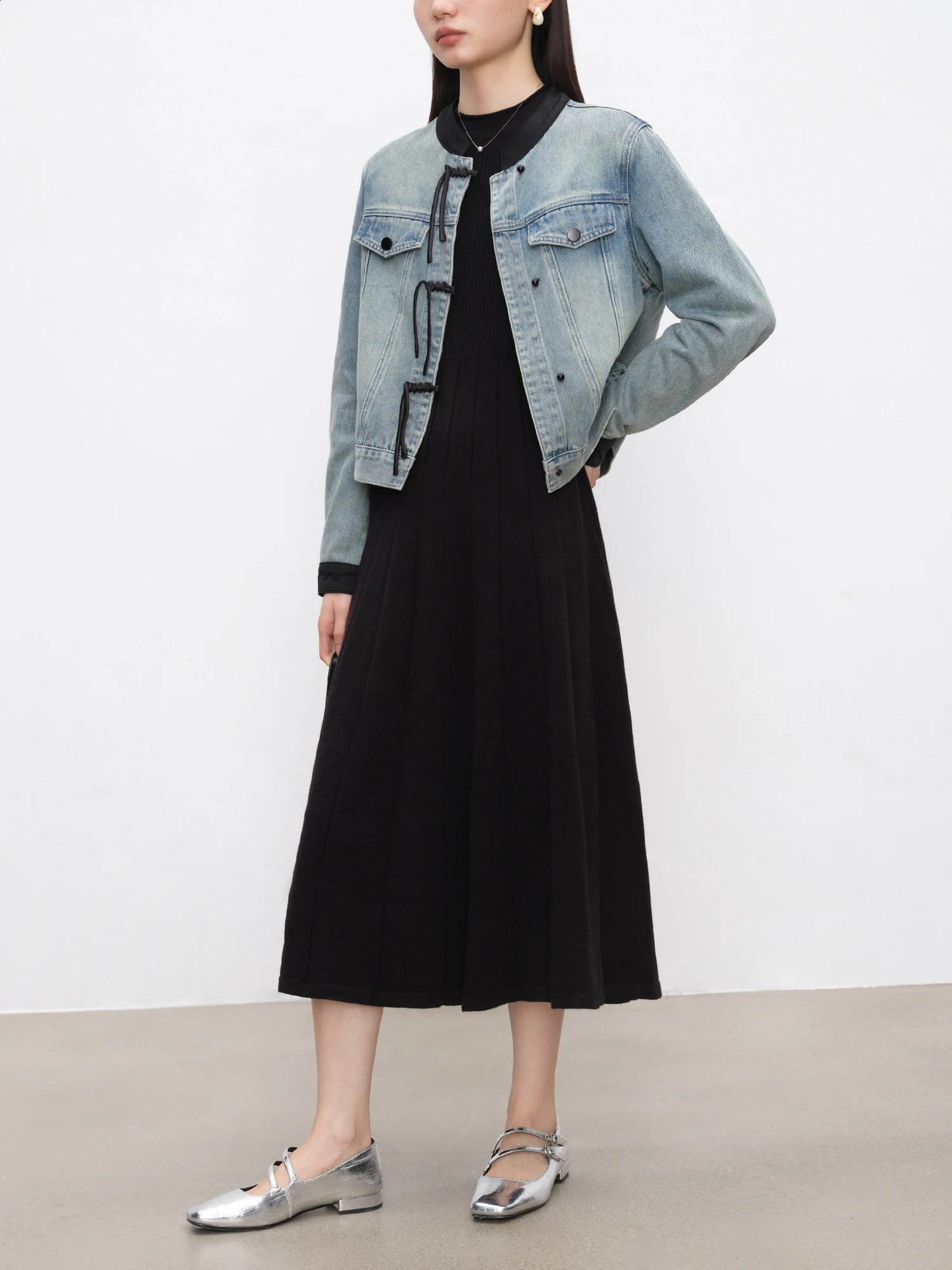 ZIQIAO Chinese Style Denim Jacket For Women Spring Autumn Jacket Casual All-match Coat 24ZQ93122 250804