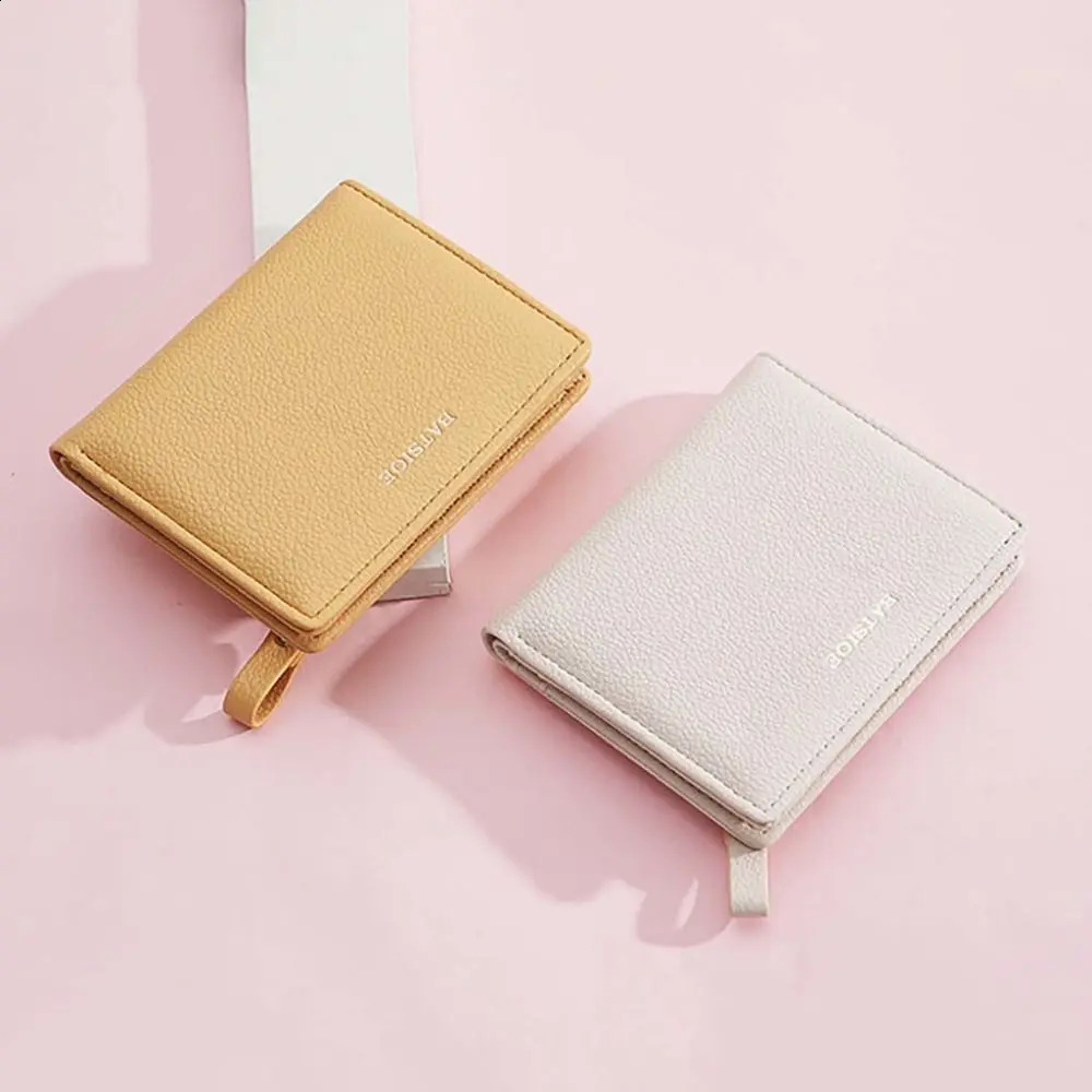 Fashion PU Leather Short Wallet Large Capacity Solid Color Card Holder Thin Womens Handbag Student Men Small Purse Mini Clutch 250809