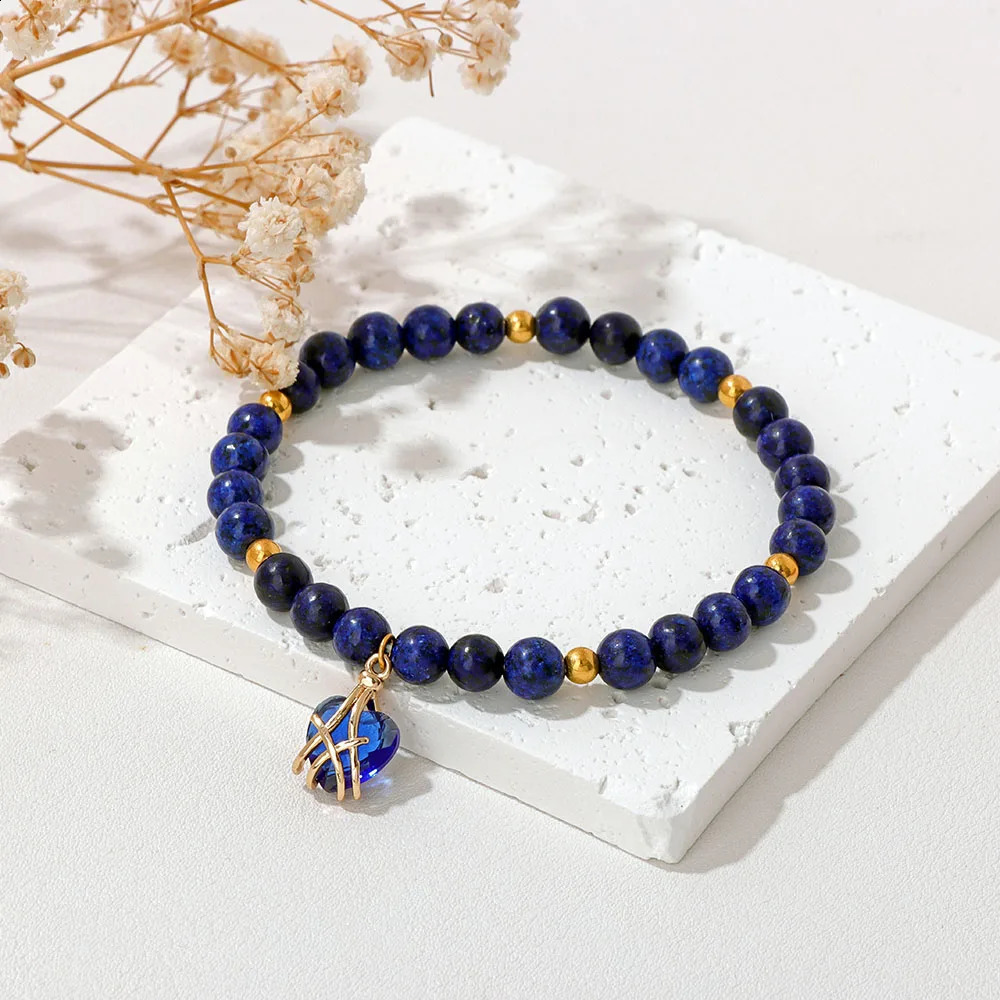 Wholesale Natural Stone Pink Rose Quartzs Beads Bracelet Women Tiger Eye Cat Eye Beads Heart Pendant Bracelets Healing Jewelry 250805