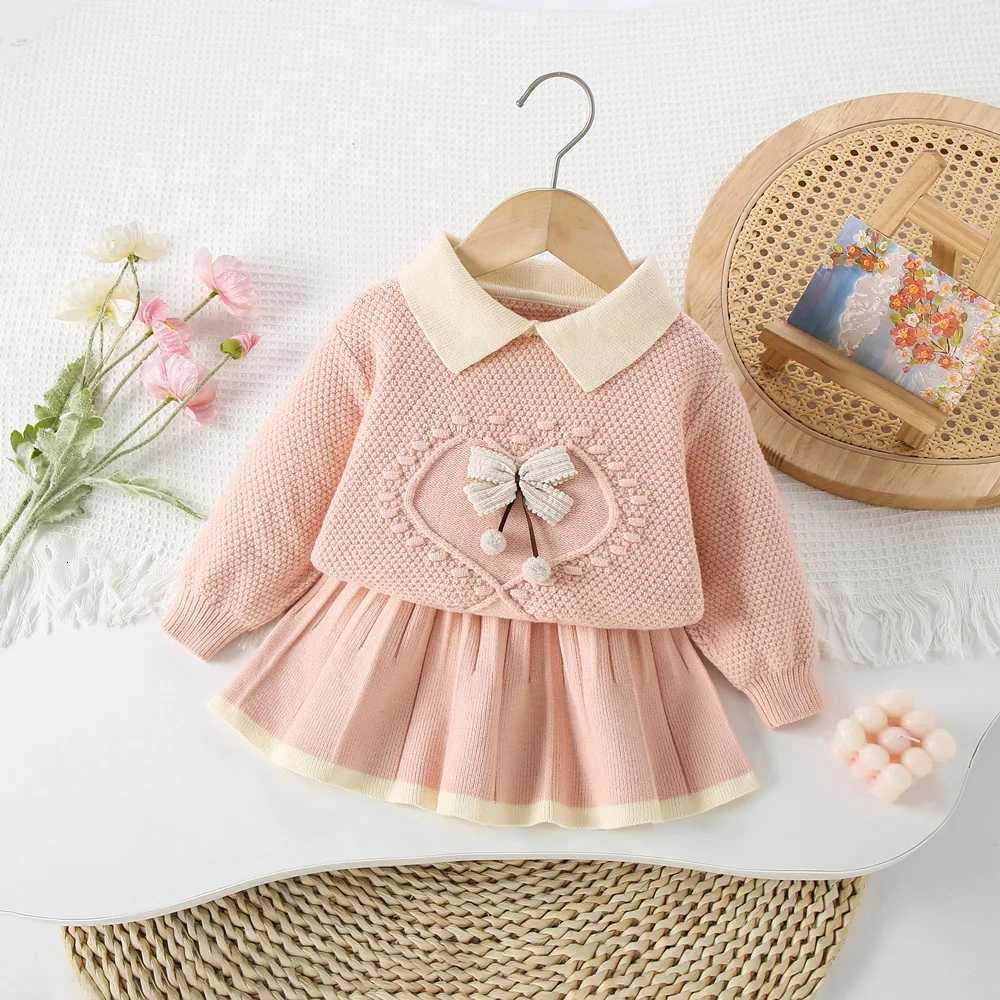 MILANCEL New Autumn Kids Sweater Set 9M-5T Cute Bow Girls Knitted Pullover + Skirts Korean Version Children Fall Knit Outfit W250811