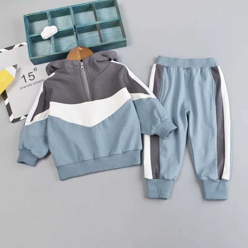 Spring Autumn Toddler Boy Costume Outfit Baby Kid Patchwork Tracksuit Infant Casual Clothing Sets Children Hooded Top Pants 2Pcs Z250811