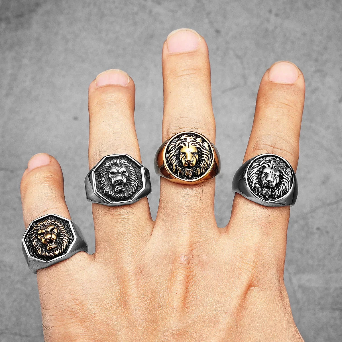 Lion King Animal Men Rings Stainless Steel Punk Rock Simple In Women Jewelry Fashion Accessories Gift Wholesale 250807