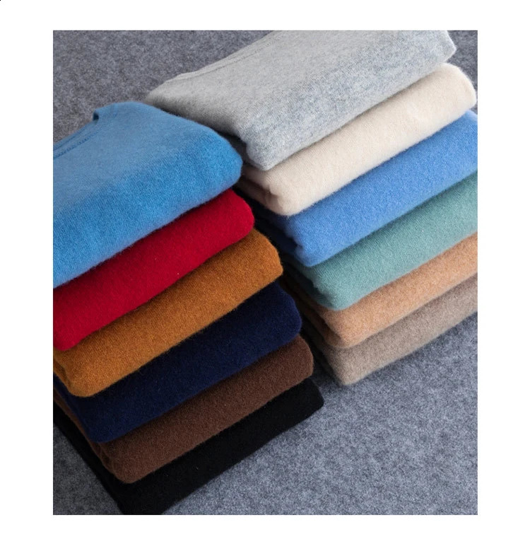 Autumn/Winter Mens Cashmere Cold Resistant Clothing Round Neck White Sweater Pullover Warm korean Sweaters Pullover Tops 250806
