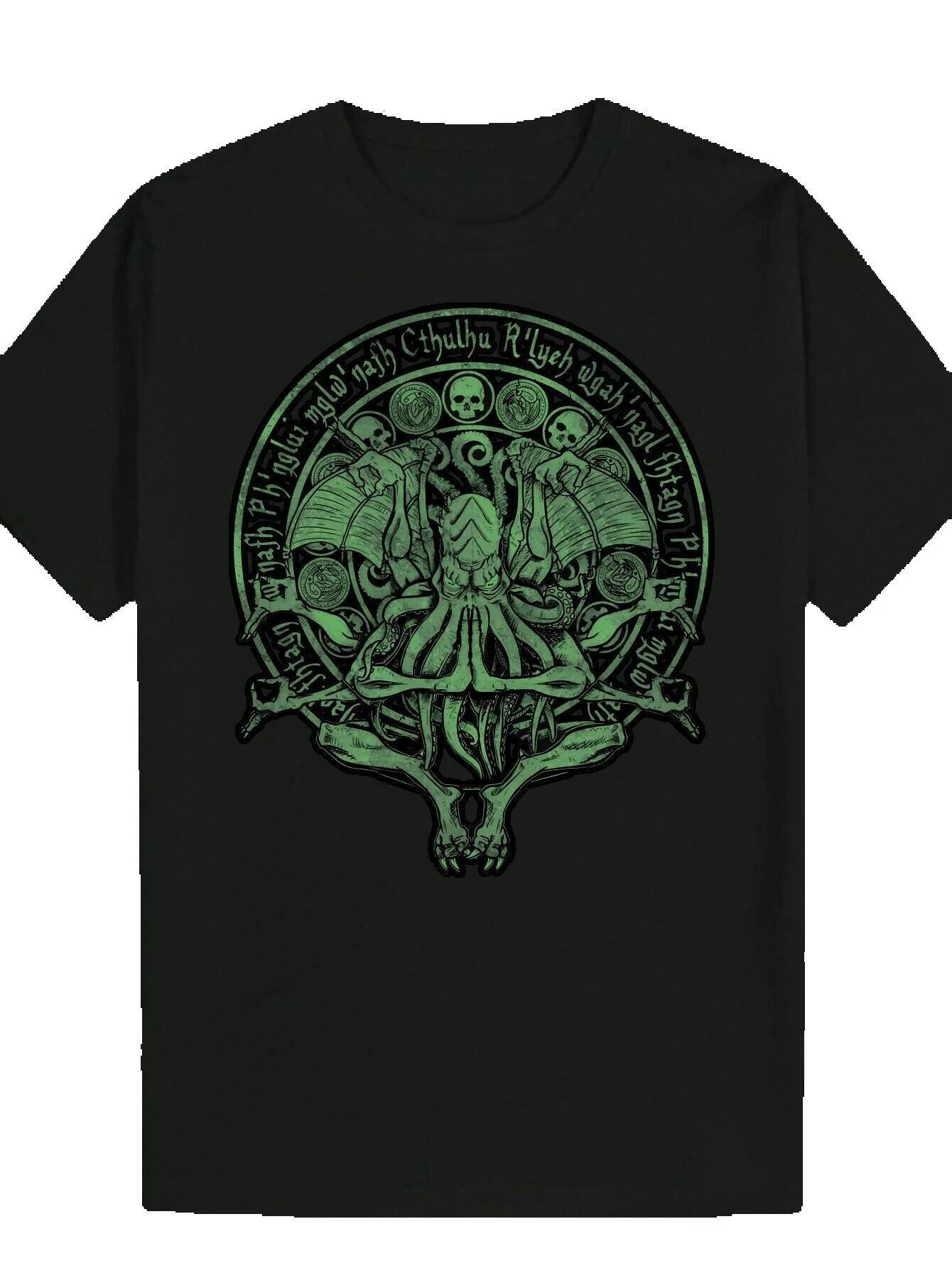 Men's Y2K Anime Horror Dar Humor Band Theme T-Shirt, 100% Polyester Crew Nec, Casual Knit Fabric, Slightly Stretchy, Regular Fit, Summer Series, 