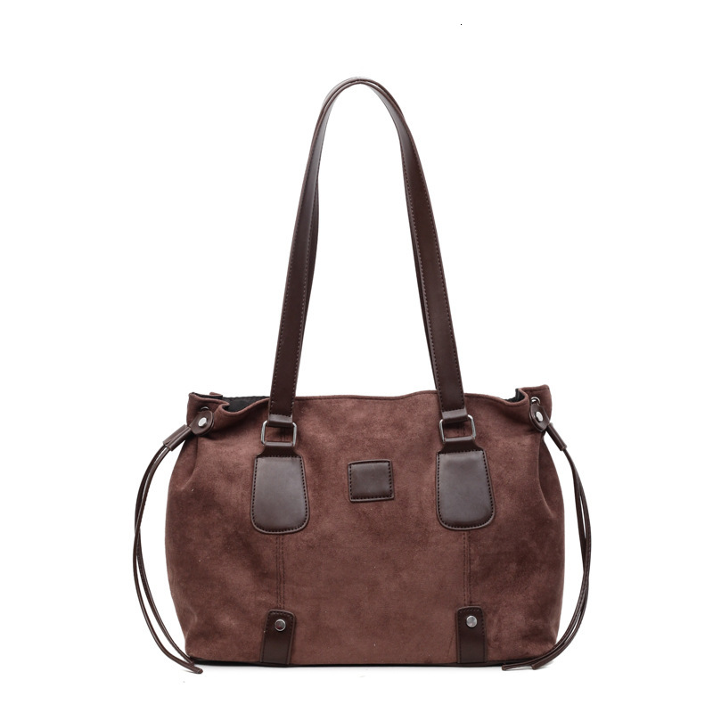 New Suede Large Capacity Tote for Women, Simple Casual Commute Shoulder Bag Trendy ddmymoon