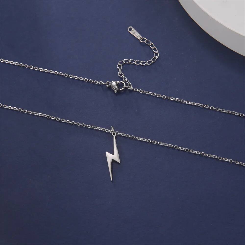 Lighing Pendant Chain Geometric Stainless Steel Simple Necklace for Women Men Party Ornament Jewelry Accessories