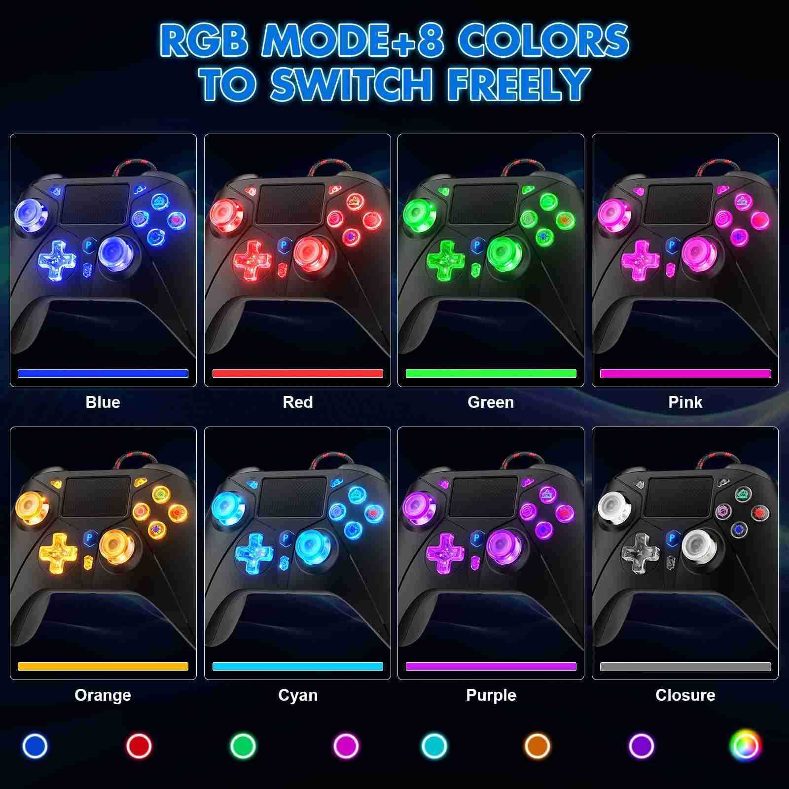 Playstation 5 Controller For Ps5 Ps4 Consolas Compatible With Ps5/Ps4 / Pc 6-Axis Gyro Dual Vibrate Hall Effect RGB Gamepads S250811